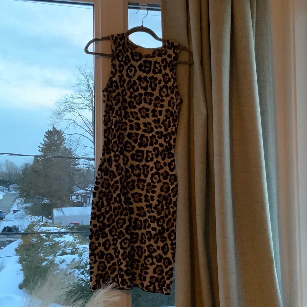MICHAEL Michael Kors Leopard Print Midi Dress - Brown & Black